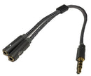 Adaptateur Y pour casque d'écoute  -  1X 3.5mm Mâle vers 2X 3.5mm Femelle  -  Gris