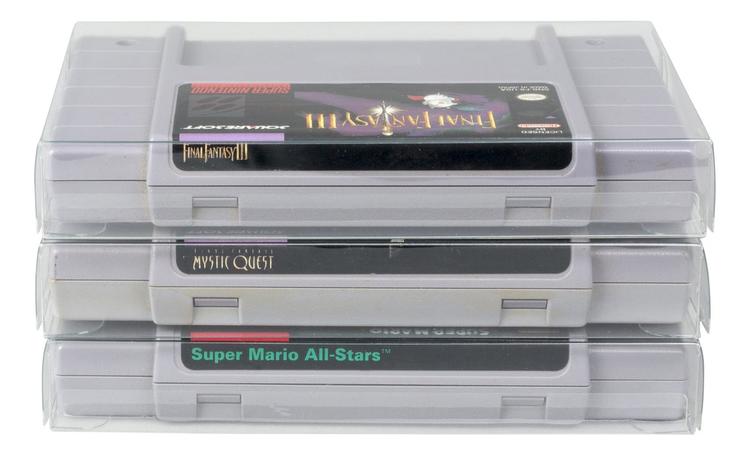 Evoretro - 25 plastic protectors 0.40mm for Super nintendo cartridge - Transparent