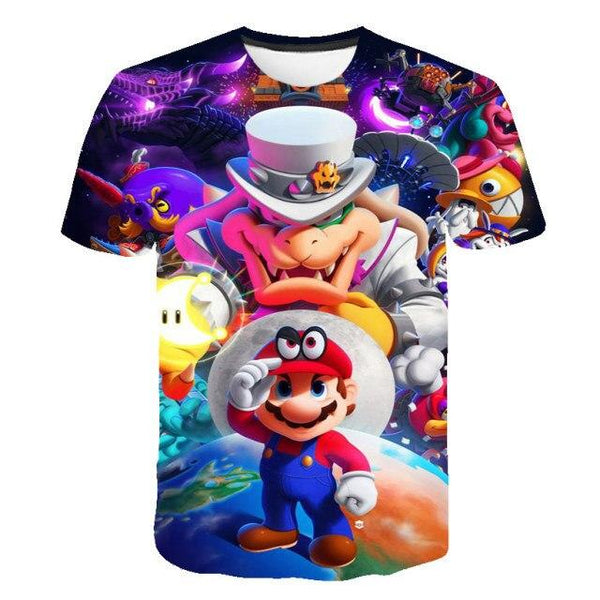T-shirt de Super Mario Odyssey  -  Mario et Wedding Bowser   ( Grandeur enfants / 11-12 ans )