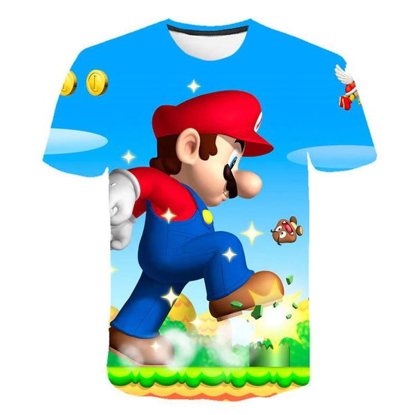 T-shirt de Super Mario Bros.  -  Mario géant qui écrase  ( Grandeur enfants / 9-10 ans )