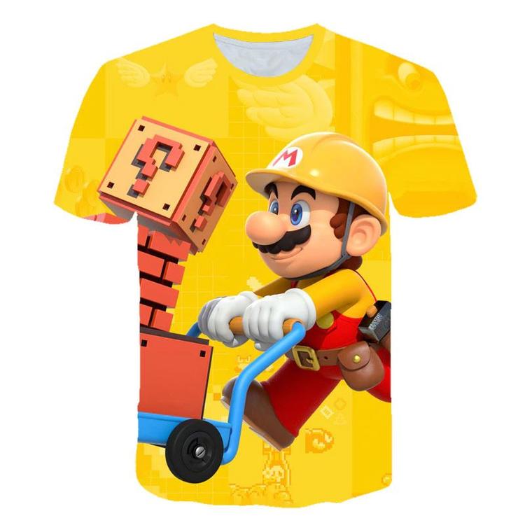 T-shirt jaune de Super Mario Maker   ( Grandeur enfants / 7-8 ans )