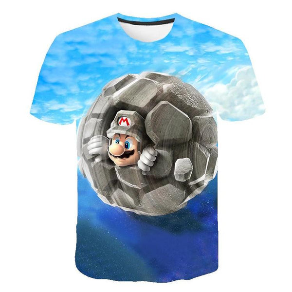 T-shirt de Super Mario Galaxy  -  Mario planète   ( Grandeur enfants / 6 ans )