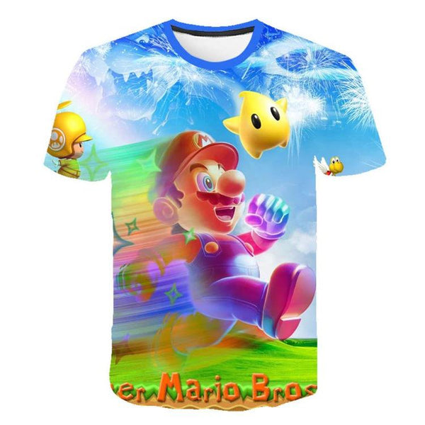 T-shirt de Super Mario Bros.  -  Mario invincible   ( Grandeur enfants / 13-14 ans )
