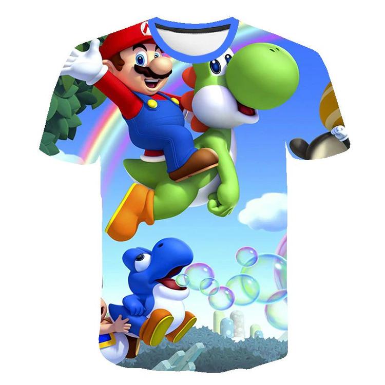 T-shirt de Super Mario Galaxy  -  Mario sur Yoshi  ( Grandeur enfants / 7-8 ans )