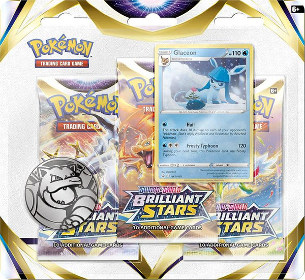 Pokémon - 3 Packs Blister  -  Sword & Shield  -  Brilliant Stars  -  Glaceon