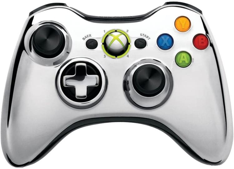 Microsoft - Manette sans fils officiel pour Xbox 360 - Édition Spécial Chrome Series - Argent  ( Boîte incluse ) (usagé)