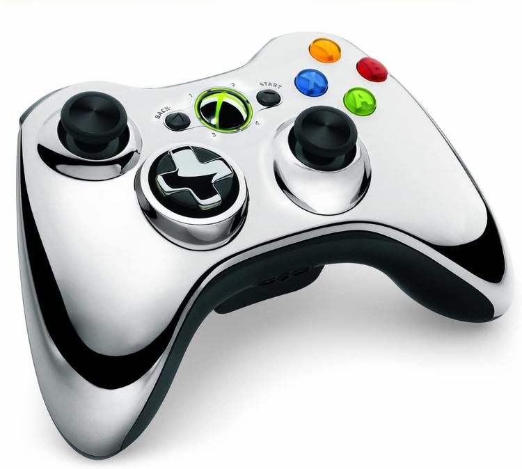Microsoft - Manette sans fils officiel pour Xbox 360 - Édition Spécial Chrome Series - Argent  ( Boîte incluse ) (usagé)