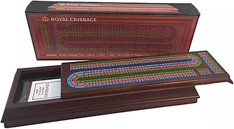 Jeu de cribble Royal avec compartiment  -  Fabriqué en bois de noyer  -  3 pistes