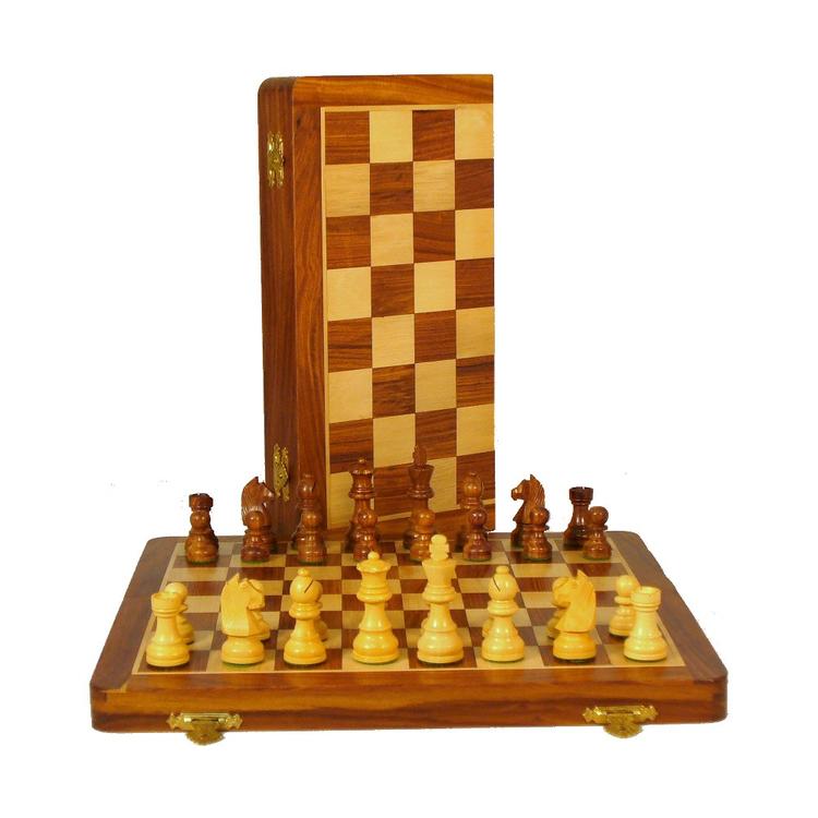 Jeu d'échec repliable en bois de 35.6cm