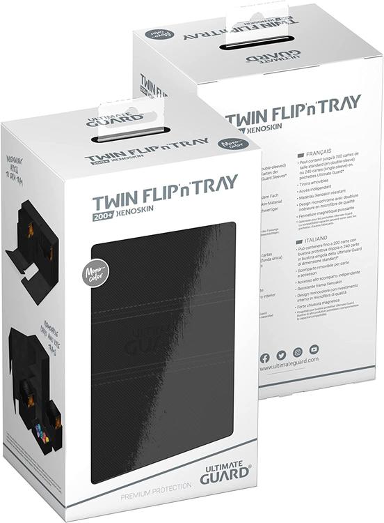 Ultimate Guard - 200+ Card Deck Box - Twin Flip'n'tray Xenoskin - Single Color Black