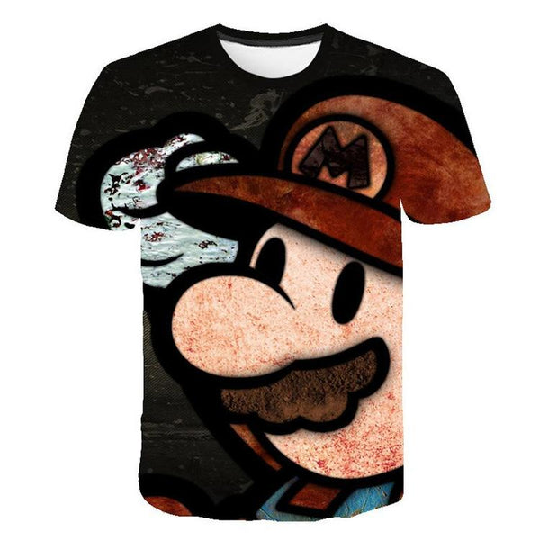 Black Paper Mario T-shirt - Mario (Kids size / 9-10 years old)