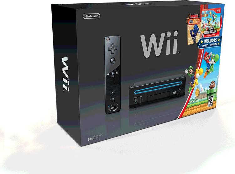 Nintendo Wii - Modèle 2 édition New Super Mario Bros. -  Noire  (Boîte incluse) (usagé)
