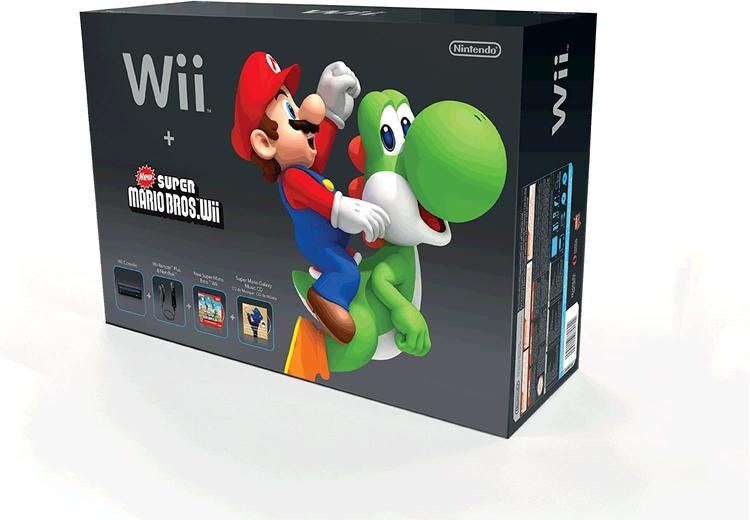 Nintendo Wii - Modèle 2 édition New Super Mario Bros. -  Noire  (Boîte incluse) (usagé)