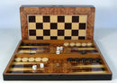 19 Inch Burl Wood Decoupage Style Folding Backgammon Set