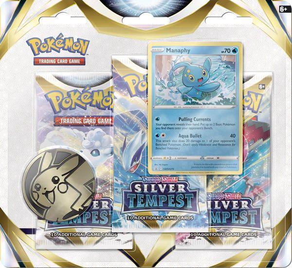Pokémon - 3 Packs Blister  -  Sword & Shield  -  Silver Tempest  -  Manaphy