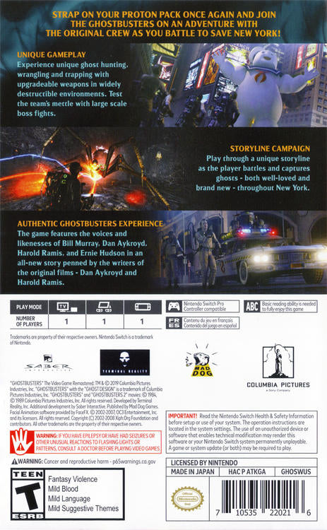 GHOSTBUSTERS - THE VIDEO GAME REMASTERED (usagé)