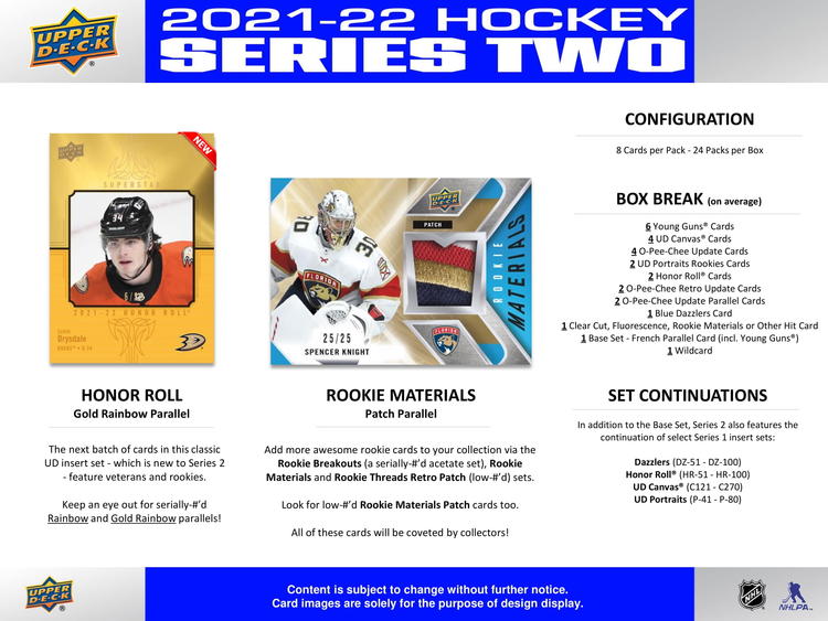 Upper Deck - Booster Hobby - 2021-22 Hockey Series two