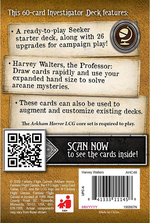 ARKHAM HORROR - THE CARD GAME - HARVEY WALTERS - INVESTIGATOR STARTER DECK ( VA )