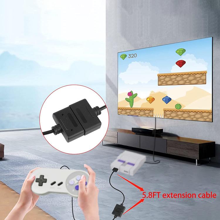 Câble d'extension de 1.8 mètres pour manette Super Nintendo (usagé)