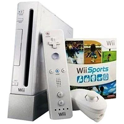 Nintendo Wii Modèle 1 rétro-compatible  -  Ensemble Wii Sport  -  Blanche ( Boîte et livret NON inclus ) (usagé)