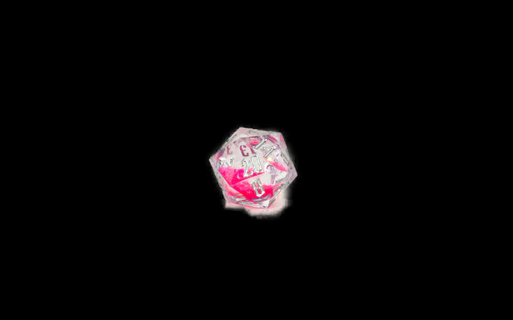 Sirius Dice - Pink Snowglobe D20 Necklace  -  Be my Nat 20