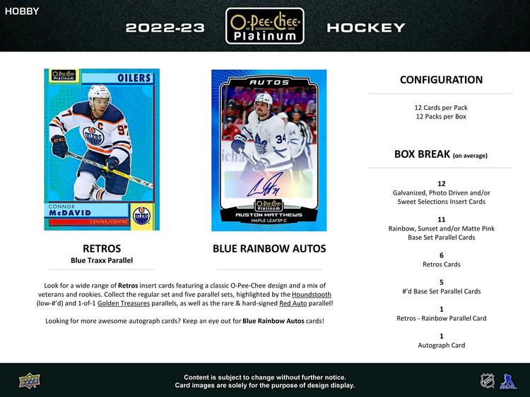 Upper Deck - Booster Hobby - 2022-23 Hockey O-Pee-Chee Platinum